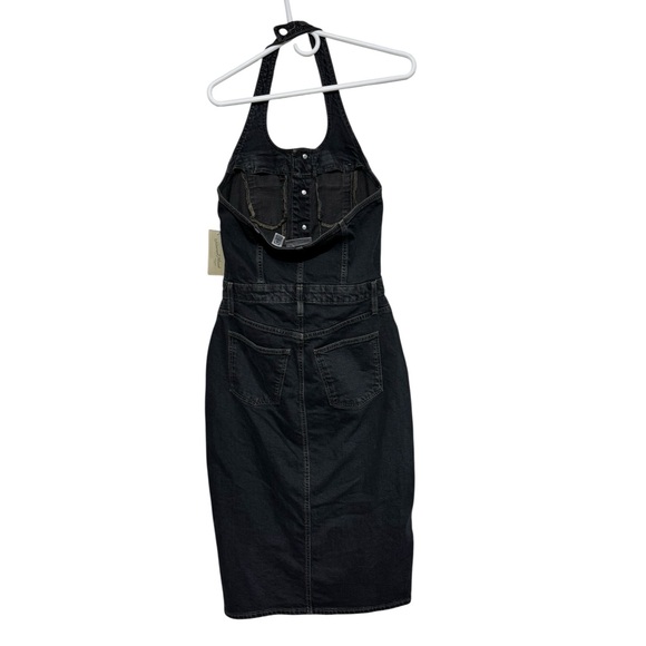 Universal Thread NWT Dark Wash Denim Jean Overall Halter‎ Neck Dress Size 4 - Picture 2 of 7